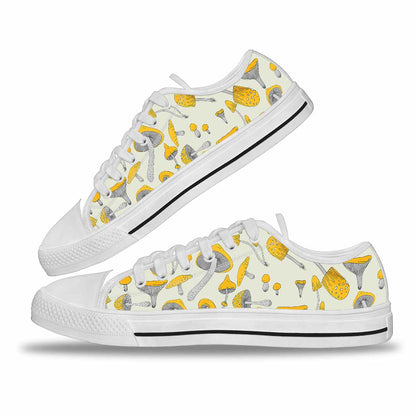 Yellow Vintage Mushroom Mushroom Low Top Shoes 0622