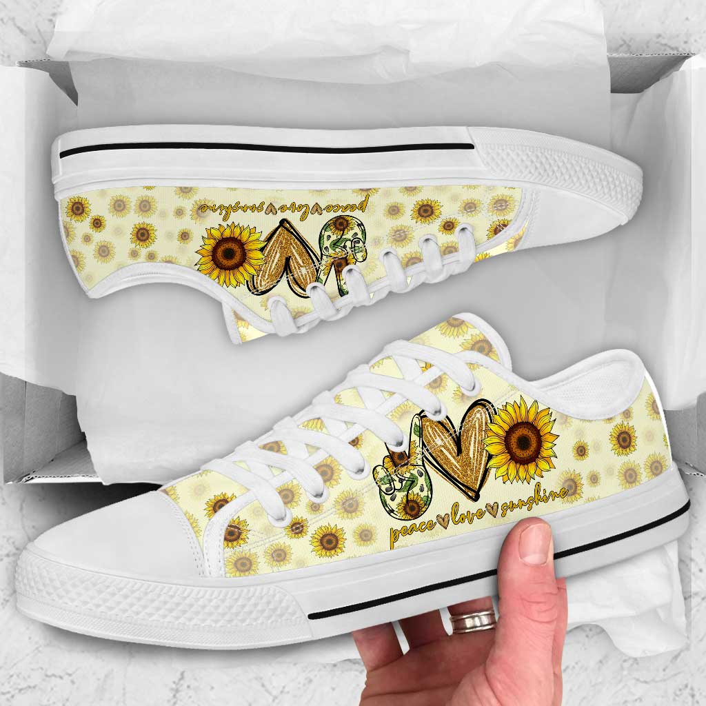 Peace Love Sunshine Sunflower Low Top Shoes 0622