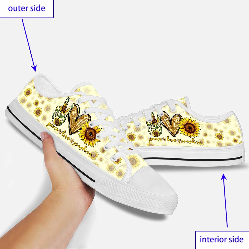 Peace Love Sunshine Sunflower Low Top Shoes 0622