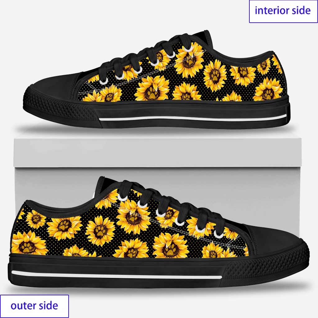 Mama Paw Sunflower Bloom Black Mother's Day Sunflower Low Top Shoes 0622