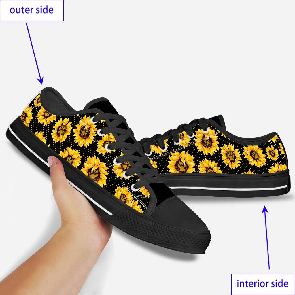 Mama Paw Sunflower Bloom Black Mother's Day Sunflower Low Top Shoes 0622