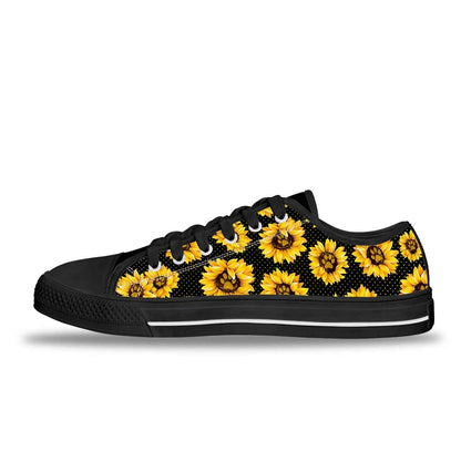 Mama Paw Sunflower Bloom Black Mother's Day Sunflower Low Top Shoes 0622