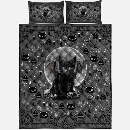 Moon Cat Black Cat  Quilt Set 0622