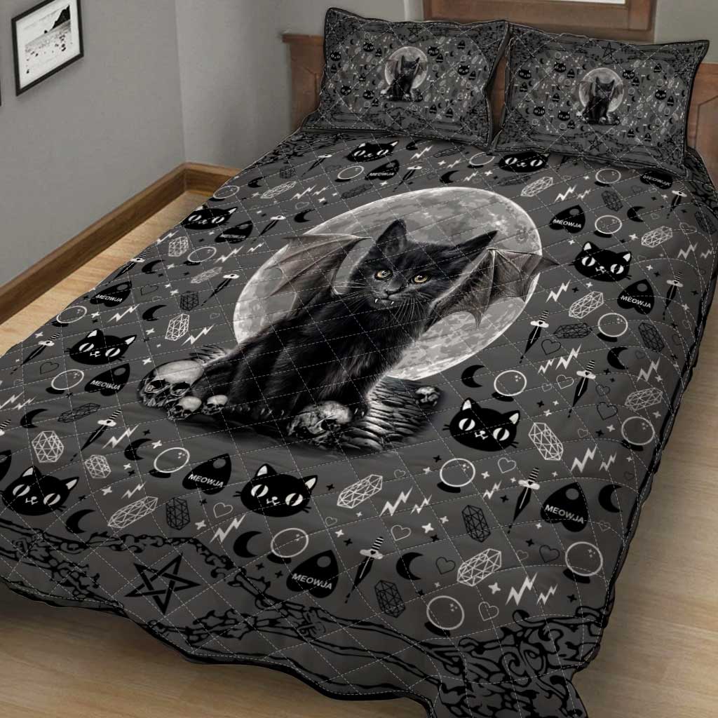 Moon Cat Black Cat  Quilt Set 0622