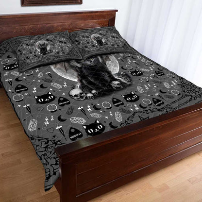 Moon Cat Black Cat  Quilt Set 0622