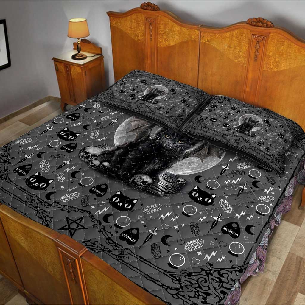 Moon Cat Black Cat  Quilt Set 0622