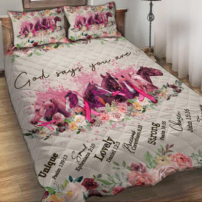 God Says You Are Breast Cancer Awareness  Quilt Set 0622