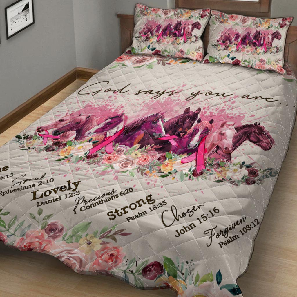 God Says You Are Breast Cancer Awareness  Quilt Set 0622