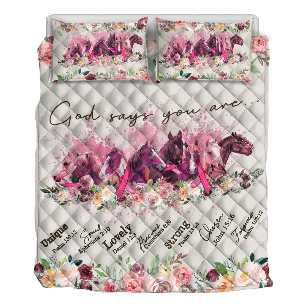 God Says You Are Breast Cancer Awareness  Quilt Set 0622