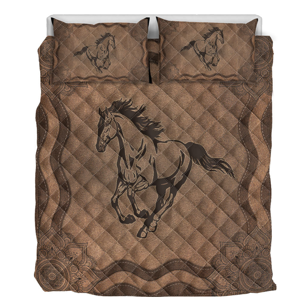 Horse Leather Pattern Print Horse Quilt Set 0622