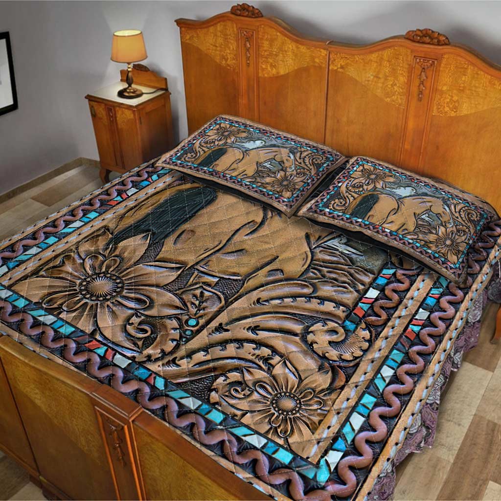 Horse Leather Pattern Print Horse Quilt Set 0622