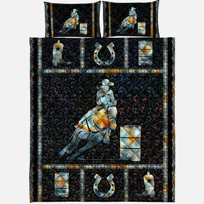 Horse Barrel Racing Horse  Quilt Set 0622