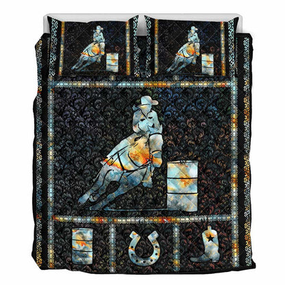 Horse Barrel Racing Horse  Quilt Set 0622