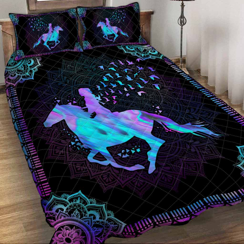 Hologram Horse Riding Horse  Quilt Set 0622