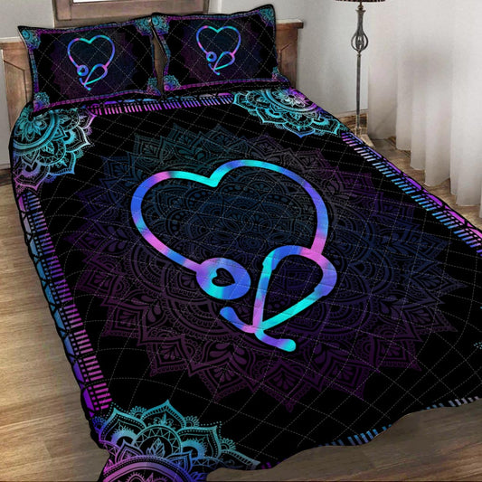 Nurse Hologram Mandala Nurse Quilt Set 0622