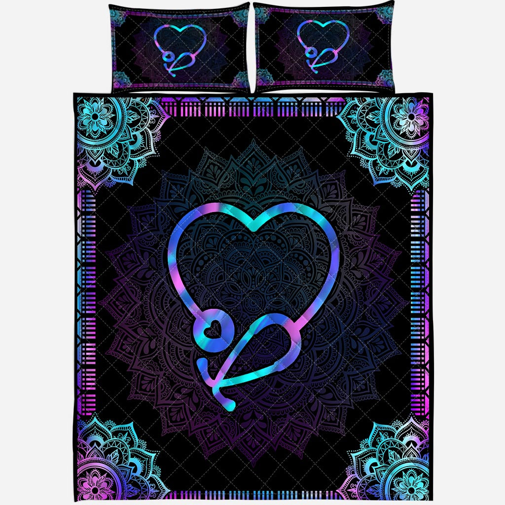 Nurse Hologram Mandala Nurse Quilt Set 0622