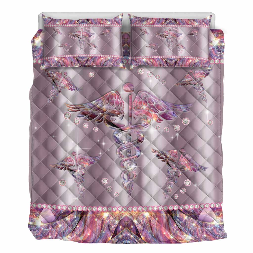 Nurse Life Metal Pattern Print Nurse Quilt Set 0622