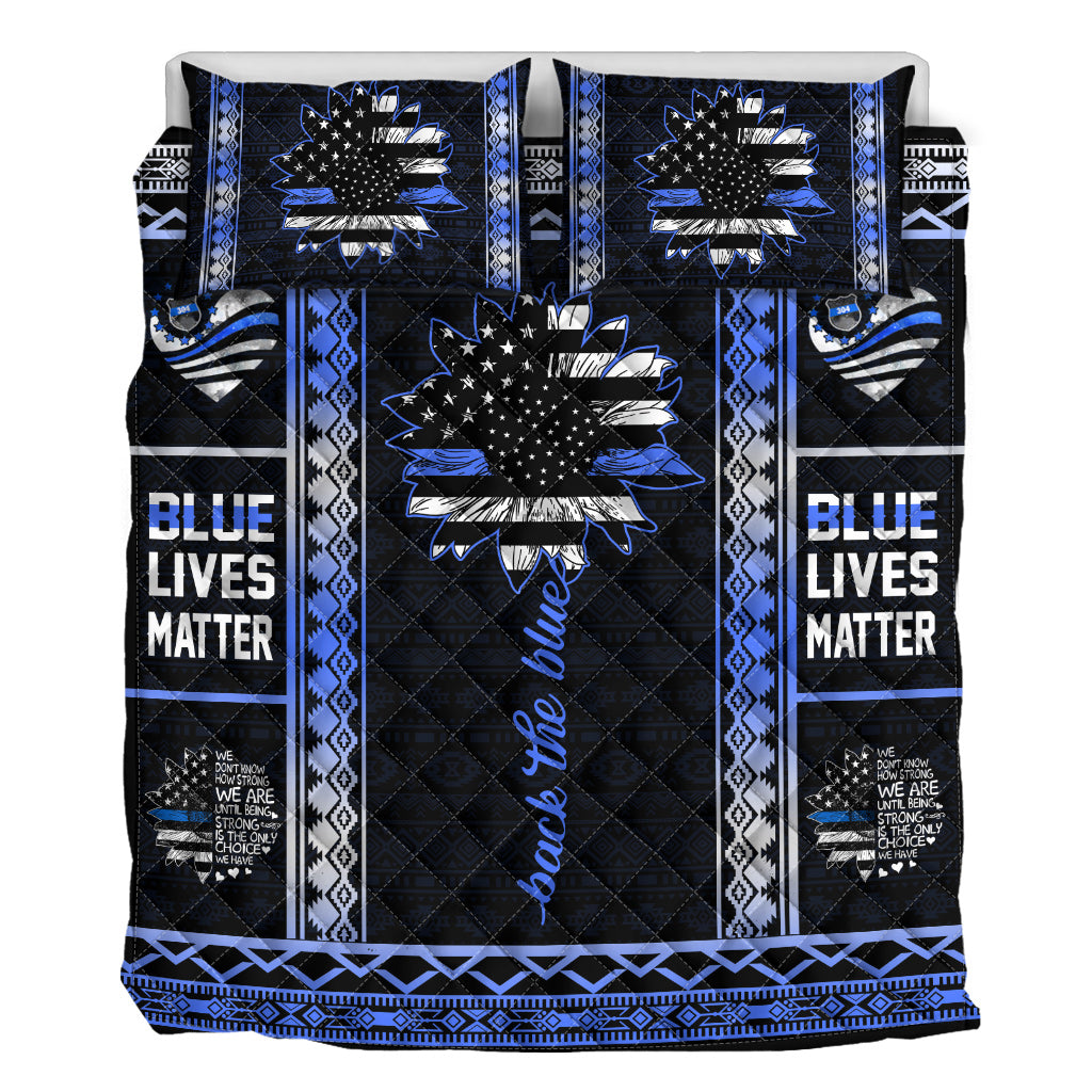 Back The Blue Police Officer  Quilt Set 0622