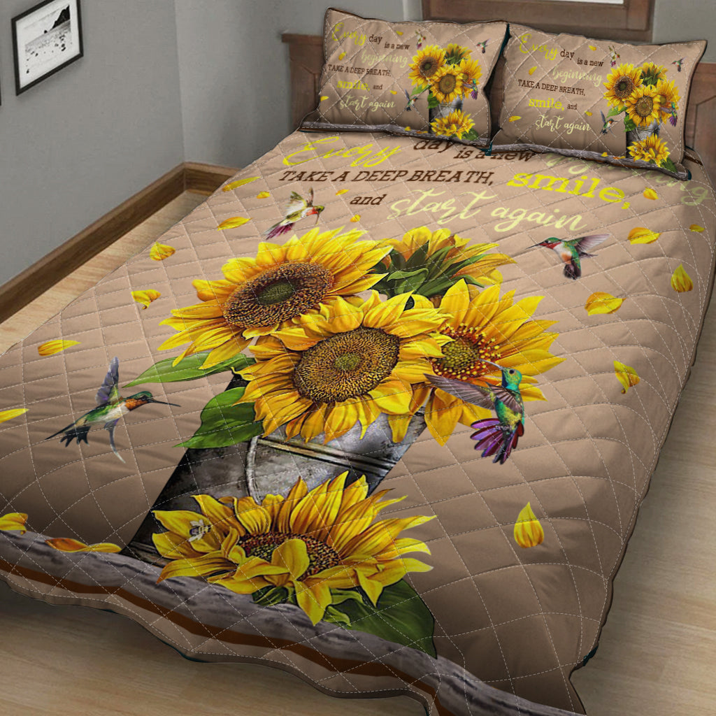 Every Day Is A New Beginning Sunflower Quilt Set 0622