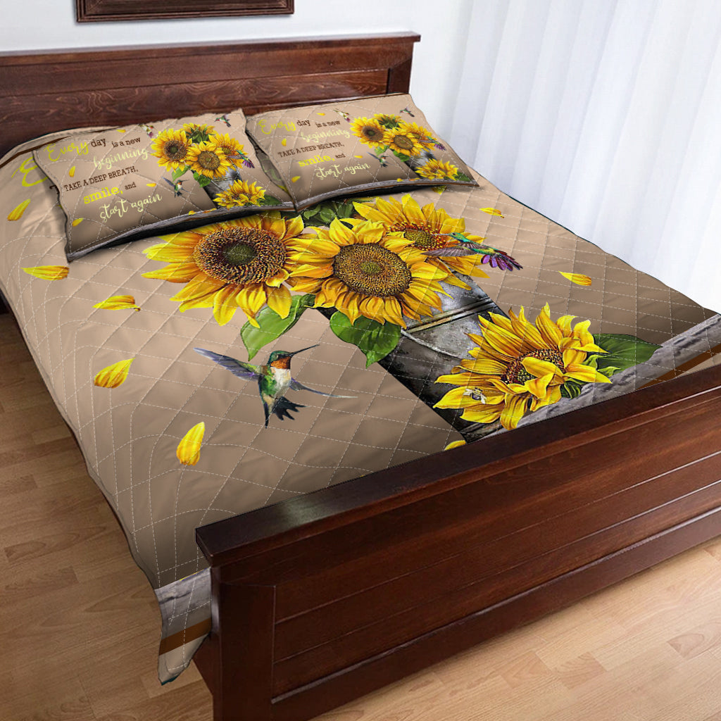 Every Day Is A New Beginning Sunflower Quilt Set 0622