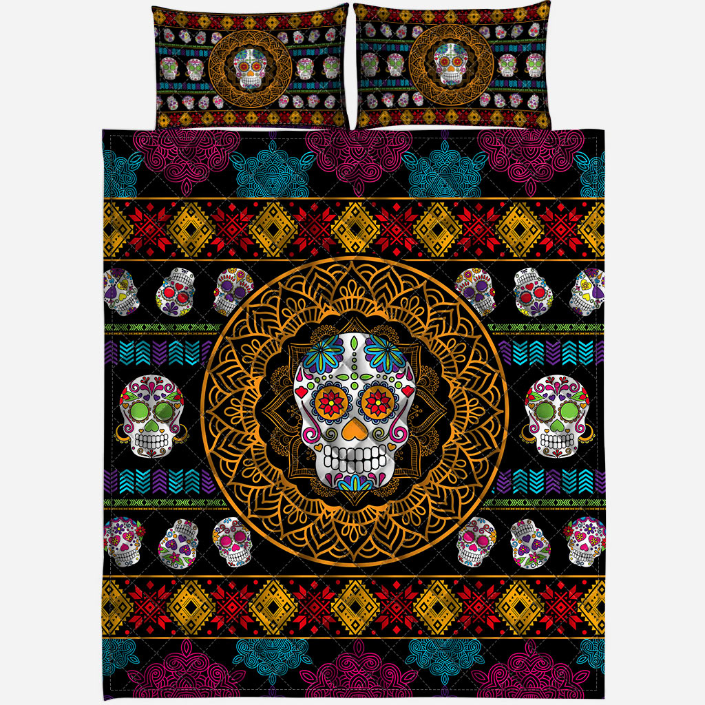 Sugar Skulls Skull Quilt Set 0622