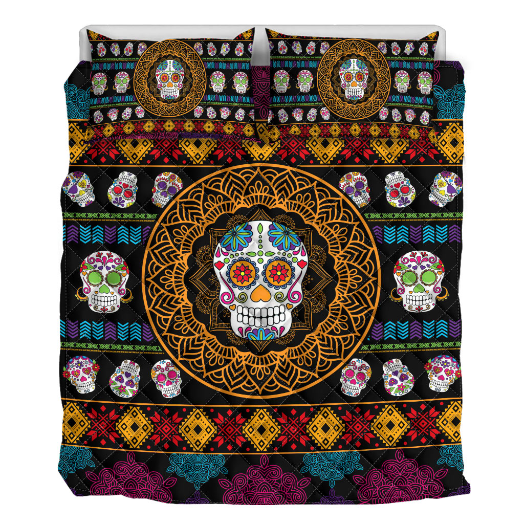 Sugar Skulls Skull Quilt Set 0622