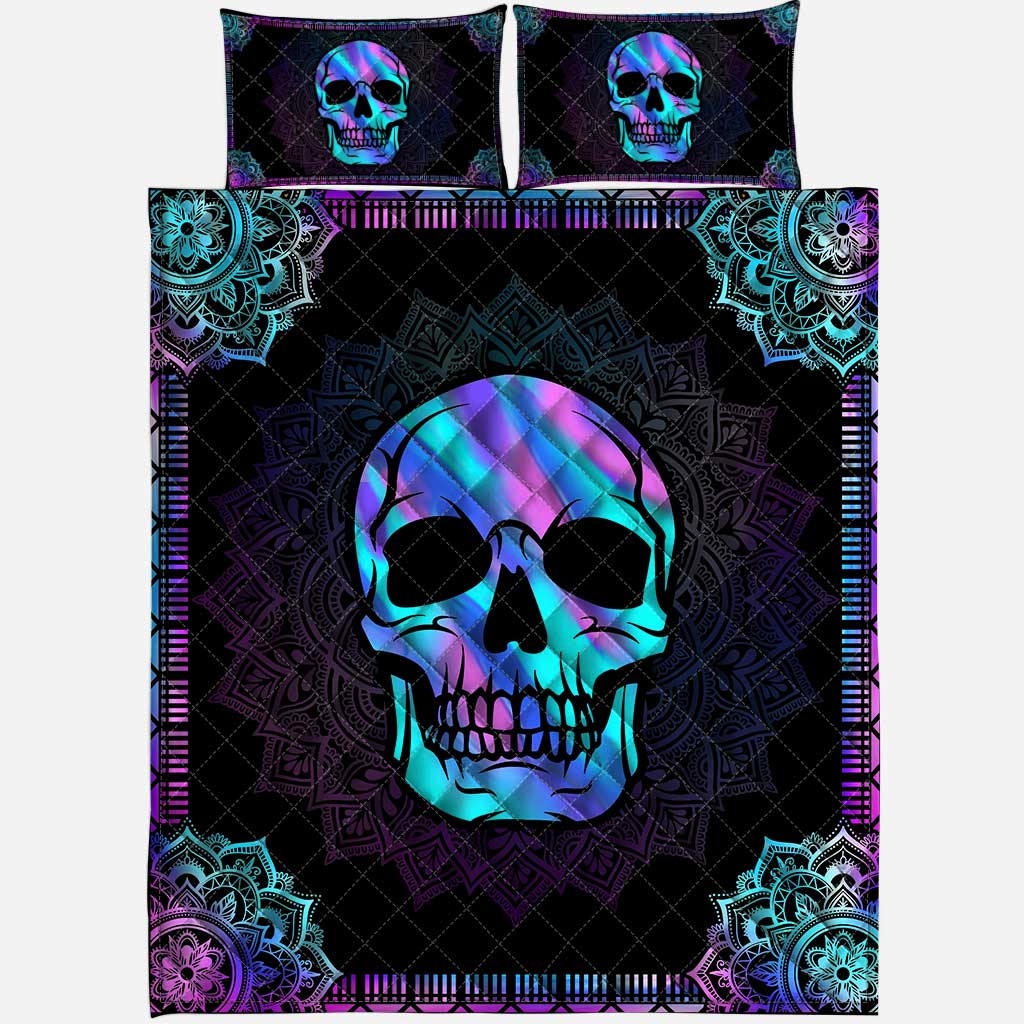 Hologram Skull Mandala Skull Quilt Set 0622