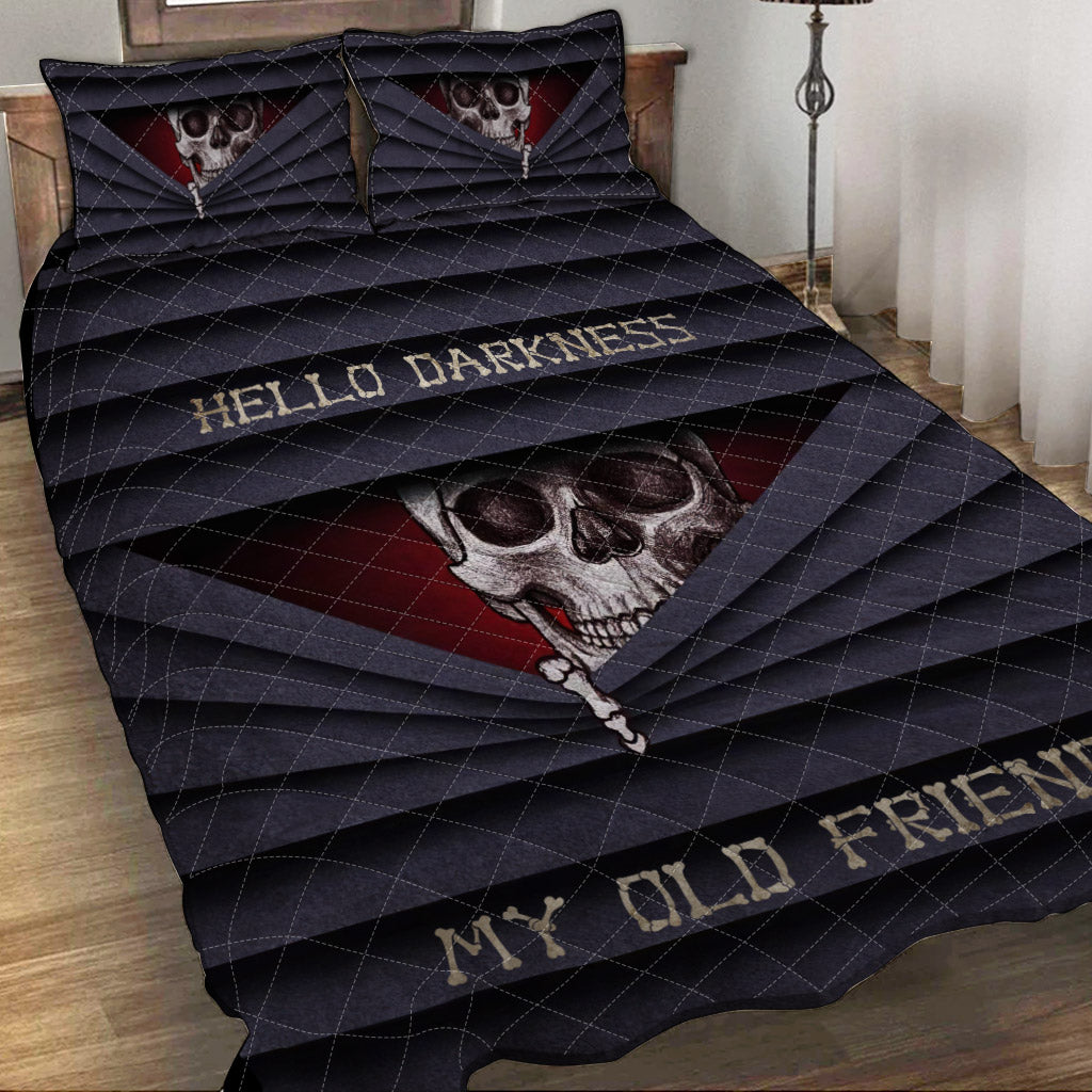 Hello Darkness My Old Friend Skull  Quilt Set 0622