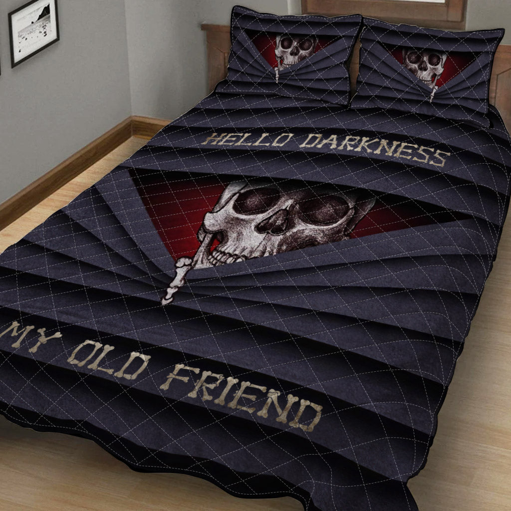 Hello Darkness My Old Friend Skull  Quilt Set 0622