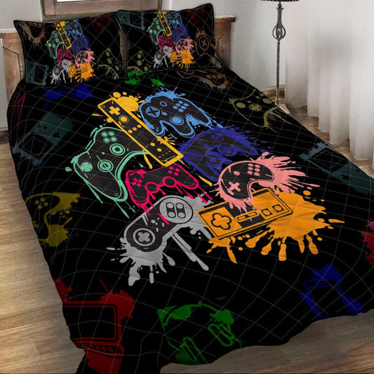 Controllers Paint Splash Video Game Quilt Set 0622