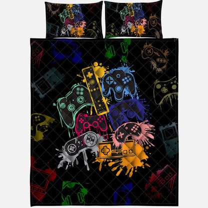 Controllers Paint Splash Video Game Quilt Set 0622