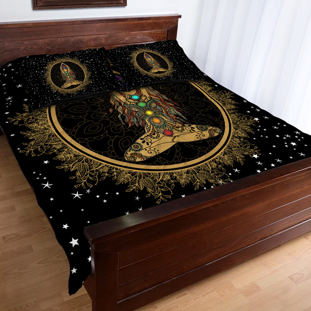 I'm Mostly Peace, Love And Light Galaxy Mandala Yoga Quilt Set 0622