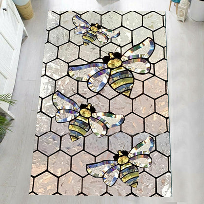 Queen Bee Stained Glass Pattern Print Bee Rug 0622