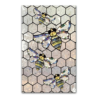 Queen Bee Stained Glass Pattern Print Bee Rug 0622