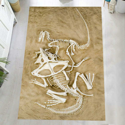 Velociraptor Vs Protoceratops Fossil 3D Pattern Print Dinosaur Rug 0622