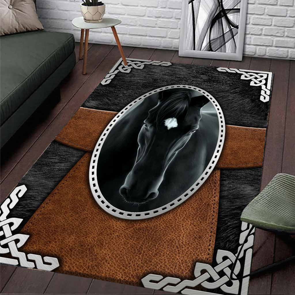 Pitch Black Leather Pattern Print Horse Rug 0622