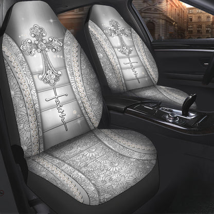 Faith Faux Glitter Print Christian Seat Covers 0622