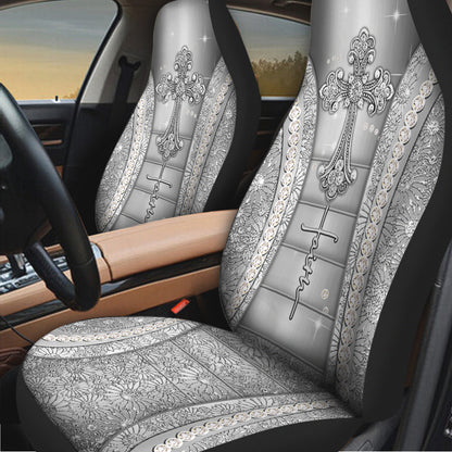 Faith Faux Glitter Print Christian Seat Covers 0622