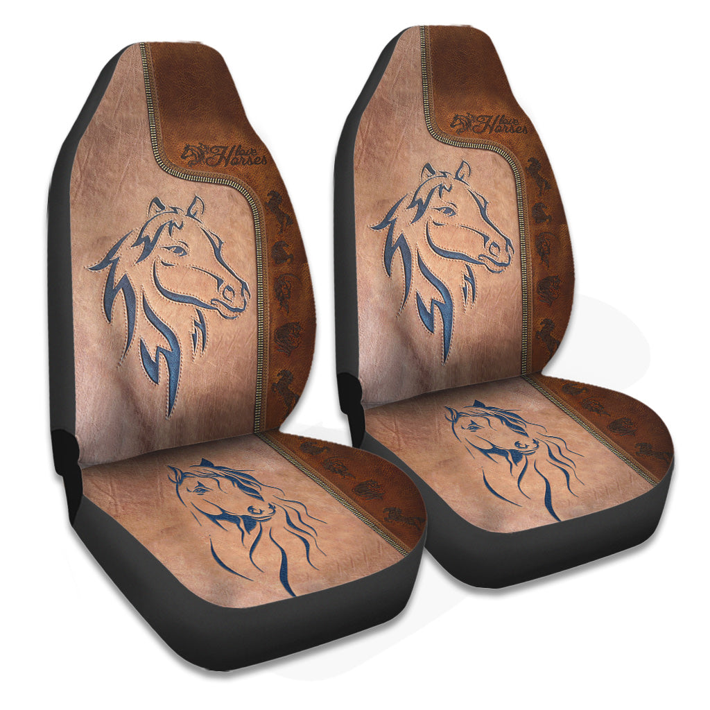 Love Horses Leather Pattern Print Horse Seat Covers 0622