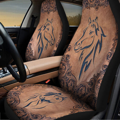 Love Horses Leather Pattern Print Horse Seat Covers 0622