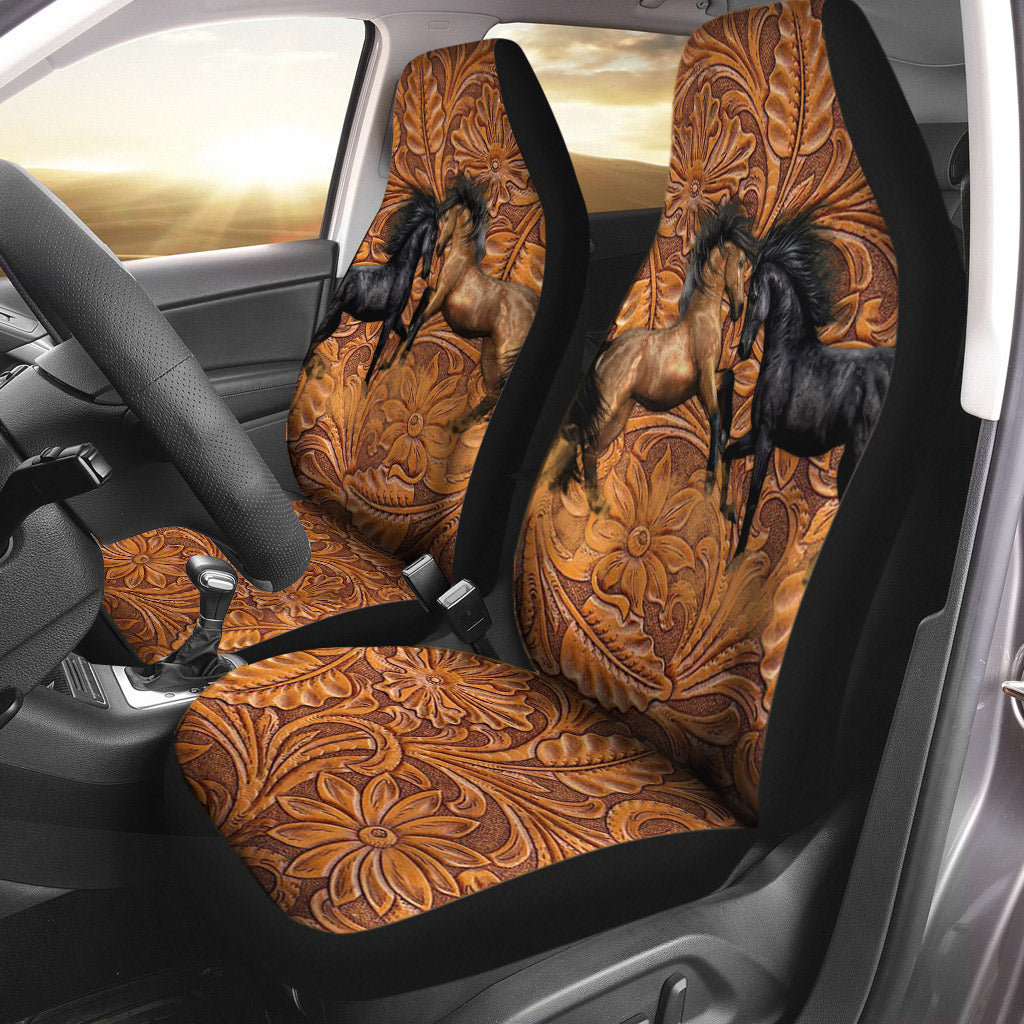 Love Horse Leather Pattern Print Horse Seat Covers 0622