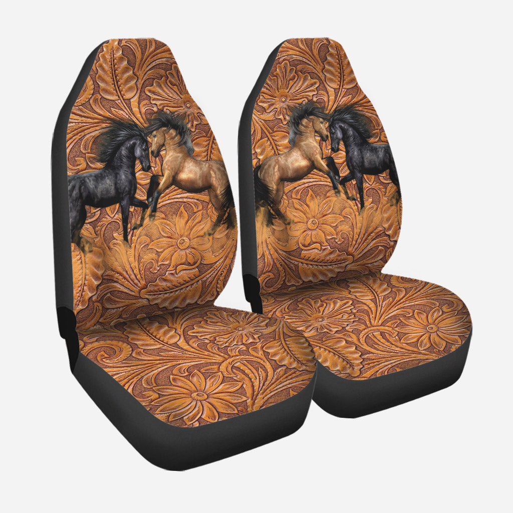 Love Horse Leather Pattern Print Horse Seat Covers 0622