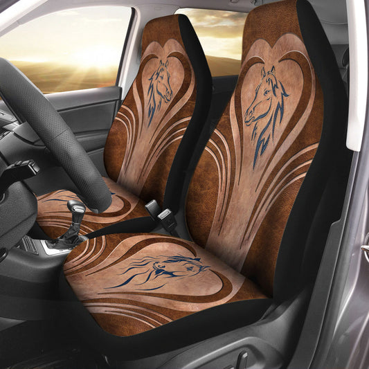 Love Horses Leather Pattern Print Horse Seat Covers 0622