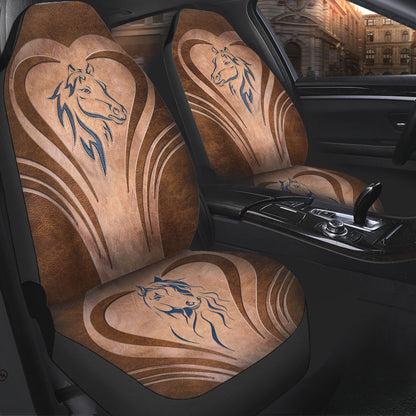 Love Horses Leather Pattern Print Horse Seat Covers 0622