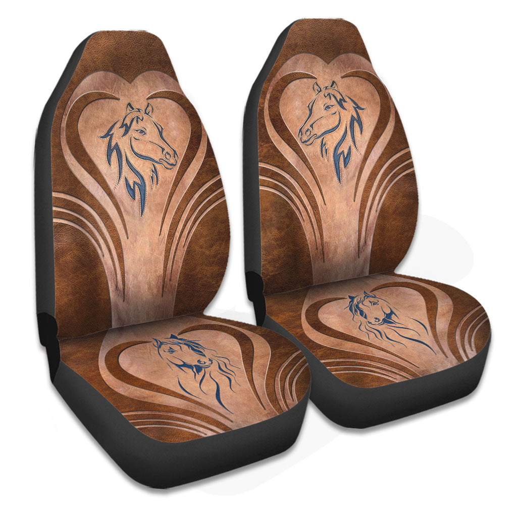 Love Horses Leather Pattern Print Horse Seat Covers 0622