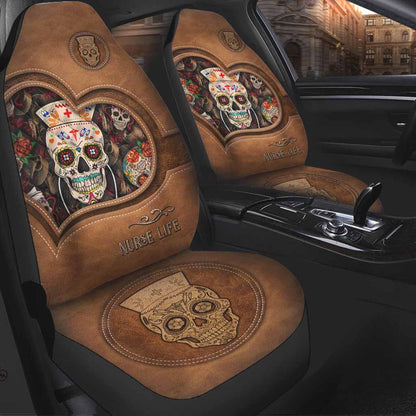 Nurse Life Leather Pattern Print Nurse Seat Covers 0622