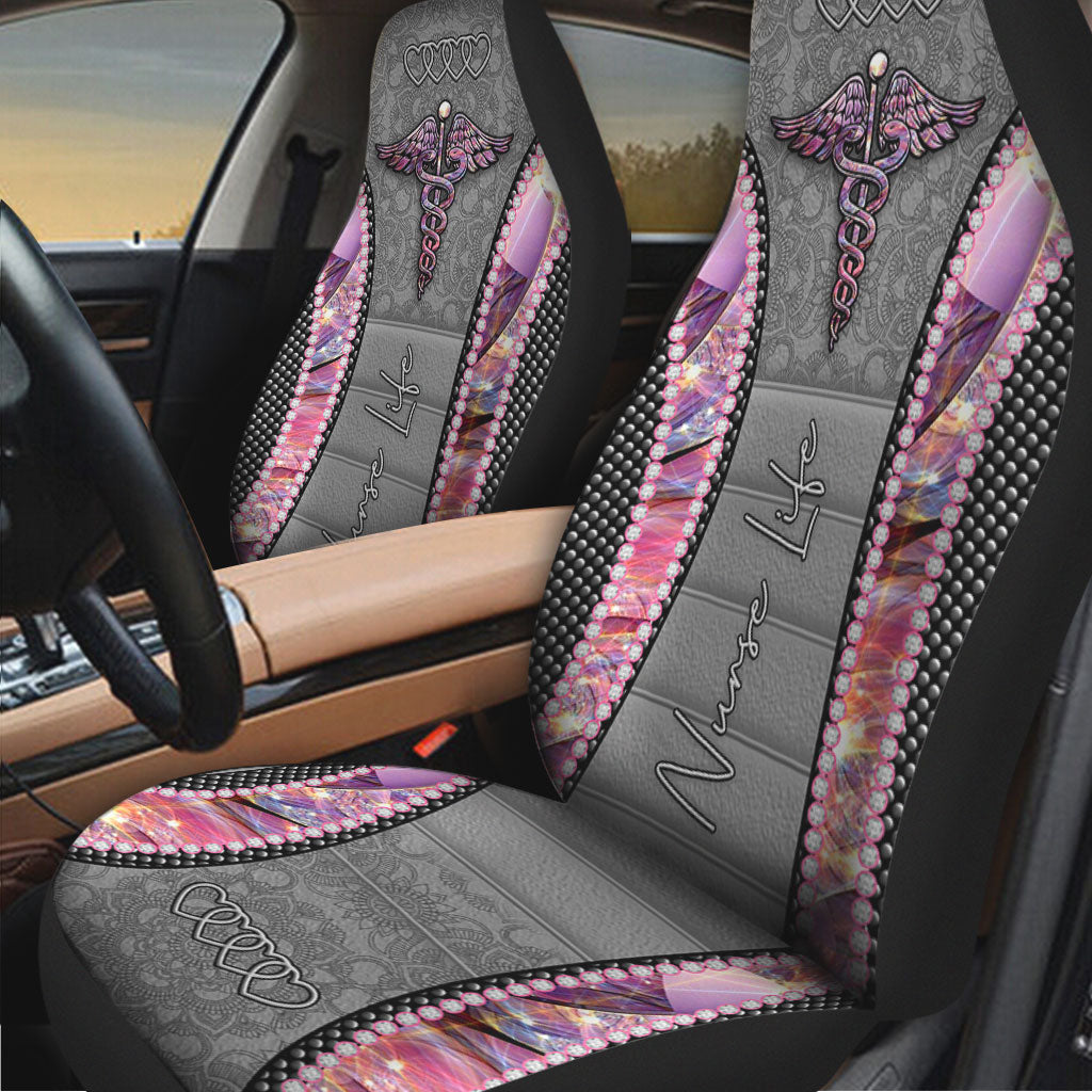 Nurse Life Rhinestone Pattern Print Nurse Seat Covers 0622