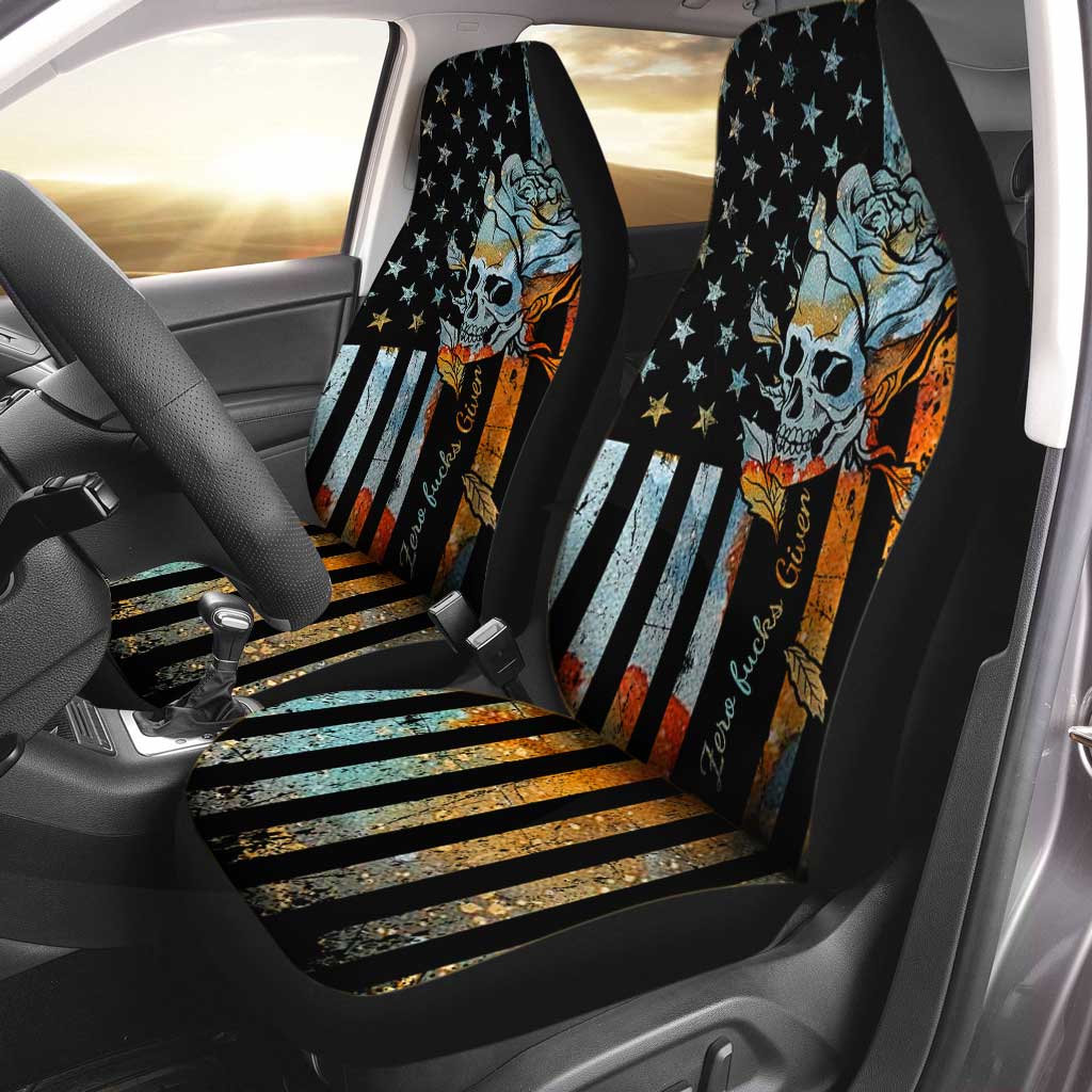 Zero Fck Given Skull Seat Covers 0622