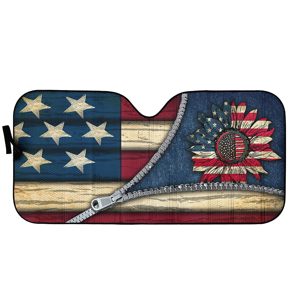 Sunflower US Flag Sunflower Car Sunshade 0622