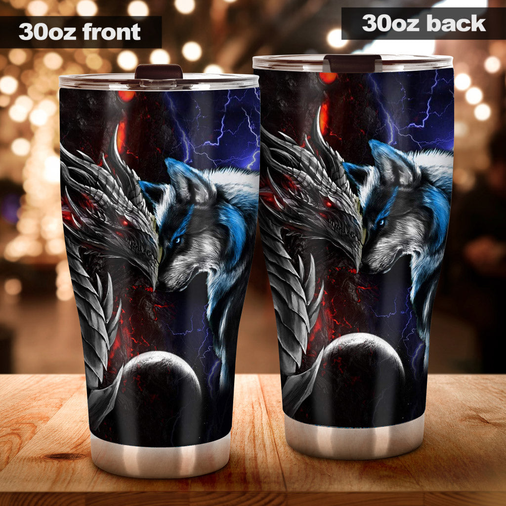 Heart Of A Wolf Soul Of A Dragon - Tumbler 0622